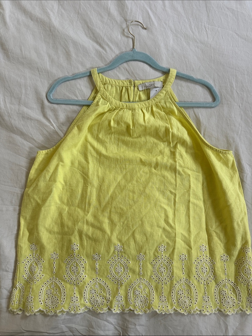 LOFT Bright Yellow Halter Tank with Eyelet Hem